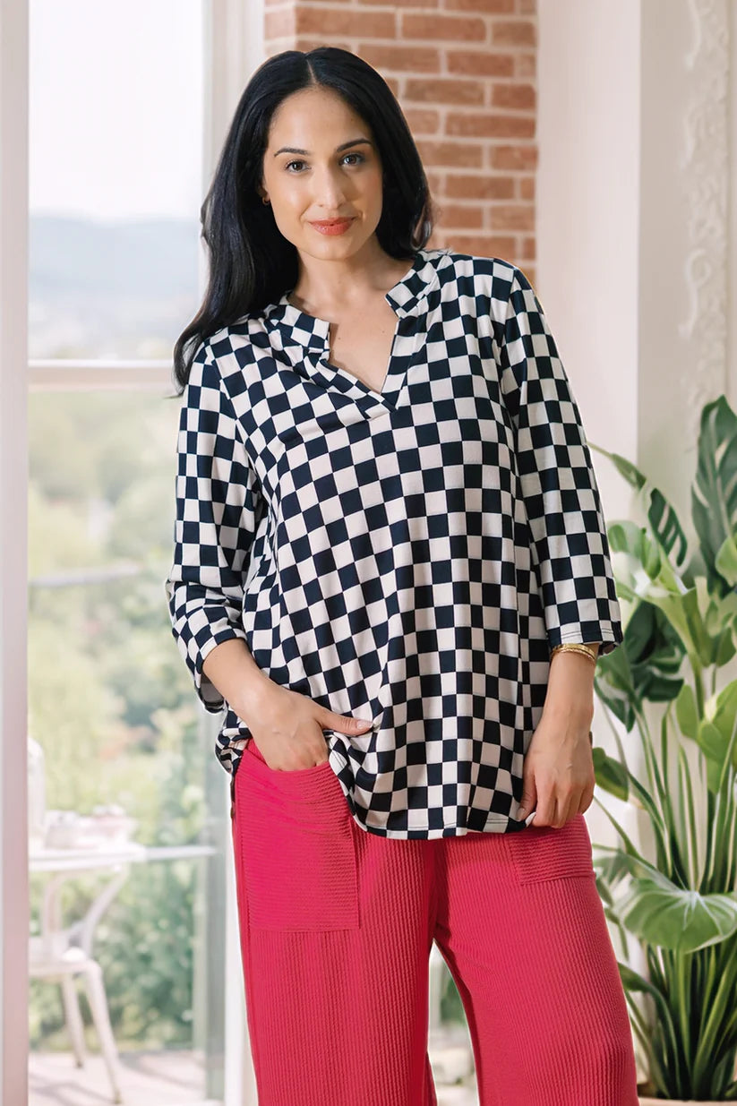 Checkmate Babe Split Collar Top