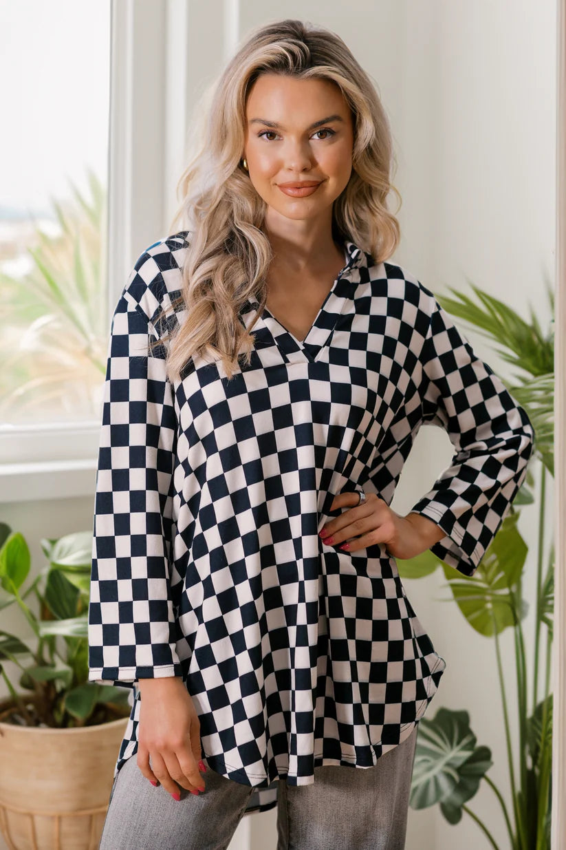 Checkmate Babe Split Collar Top