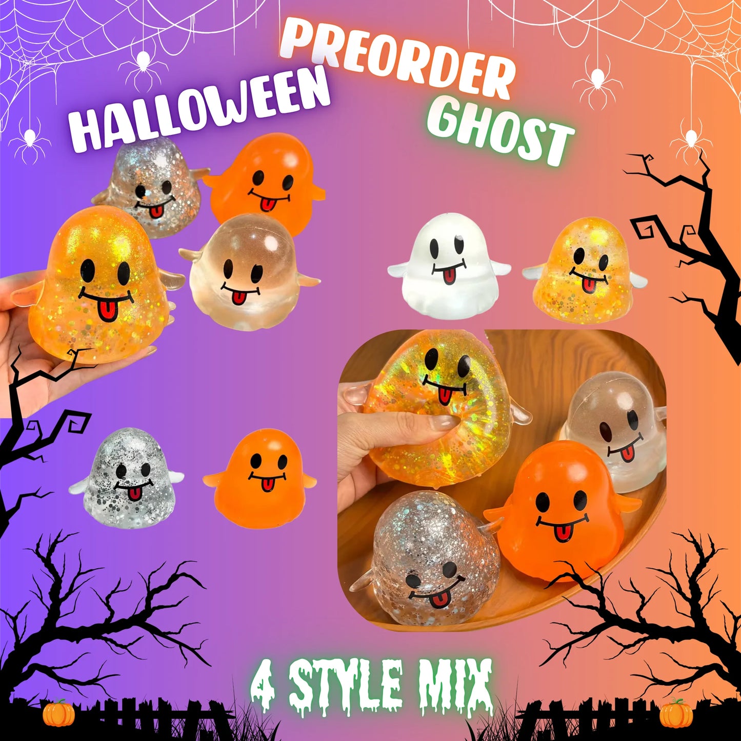 PREORDER Halloween Glitter Ghost Squishy
