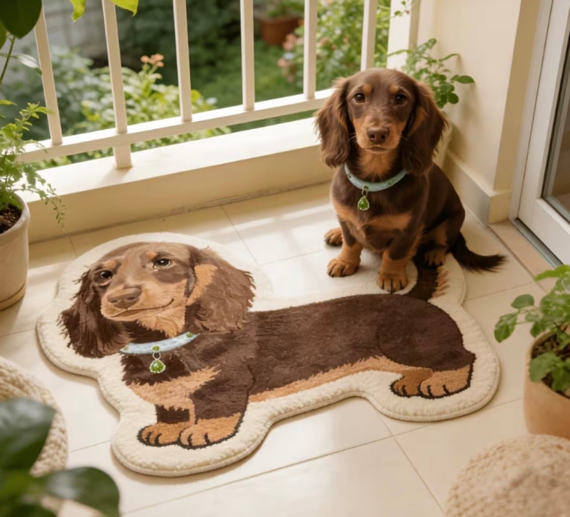 Preorder Long Haired Dachshund Shaped Bath/Bedroom/Kitchen Rug