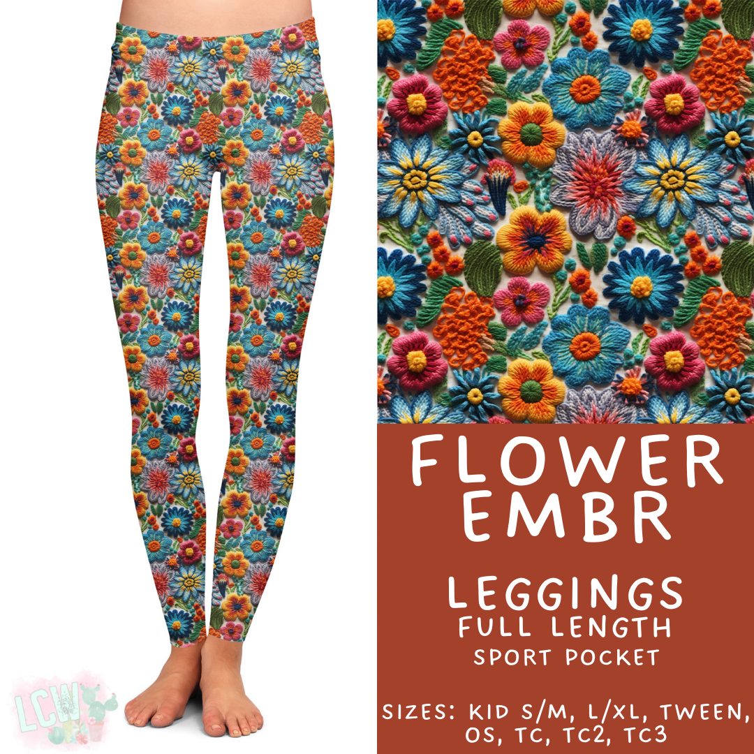 Flower EMBR Leggings Adults & Kids - PREORDER Batch #485 - ETA Early April