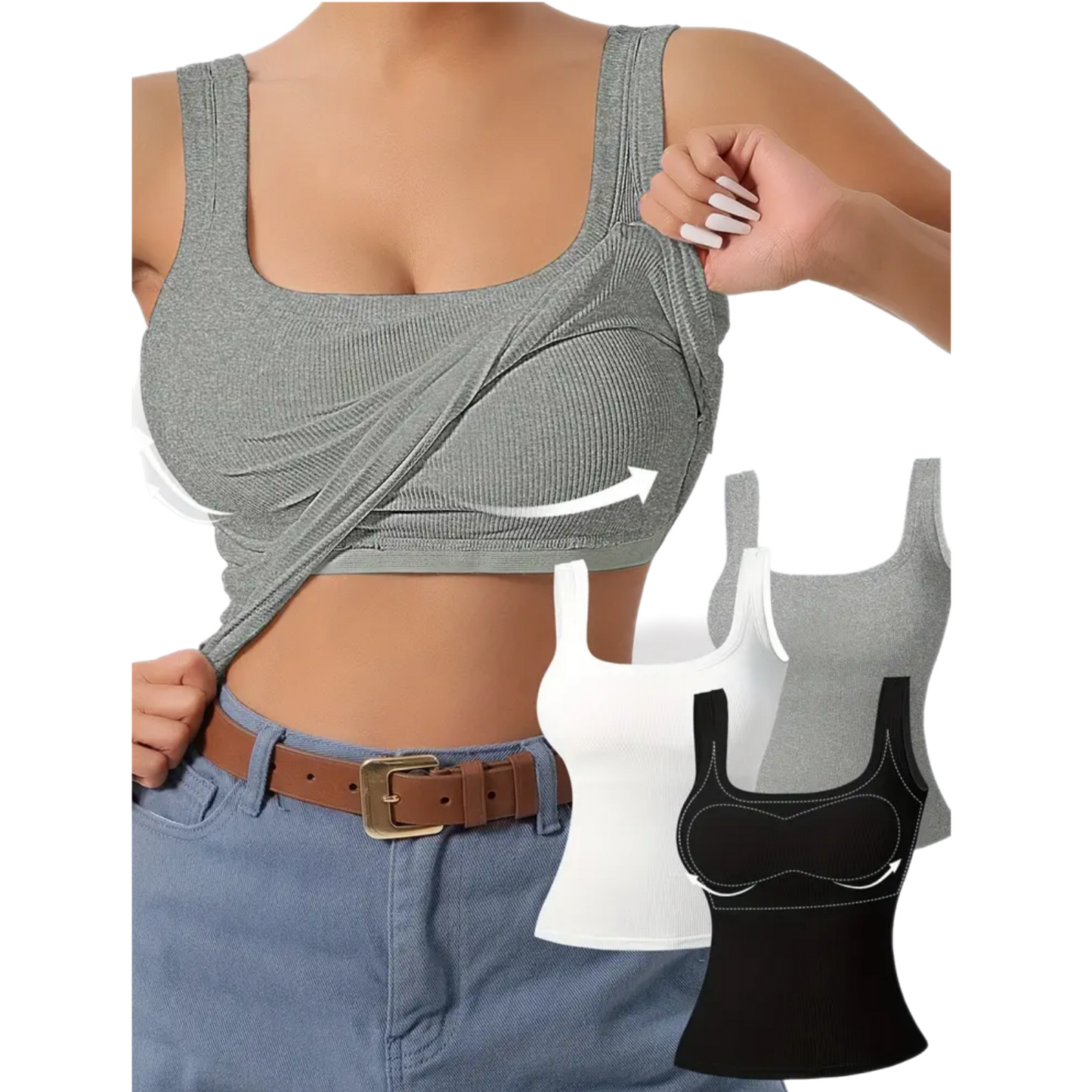3 Pack Tanks with Built in Bra!