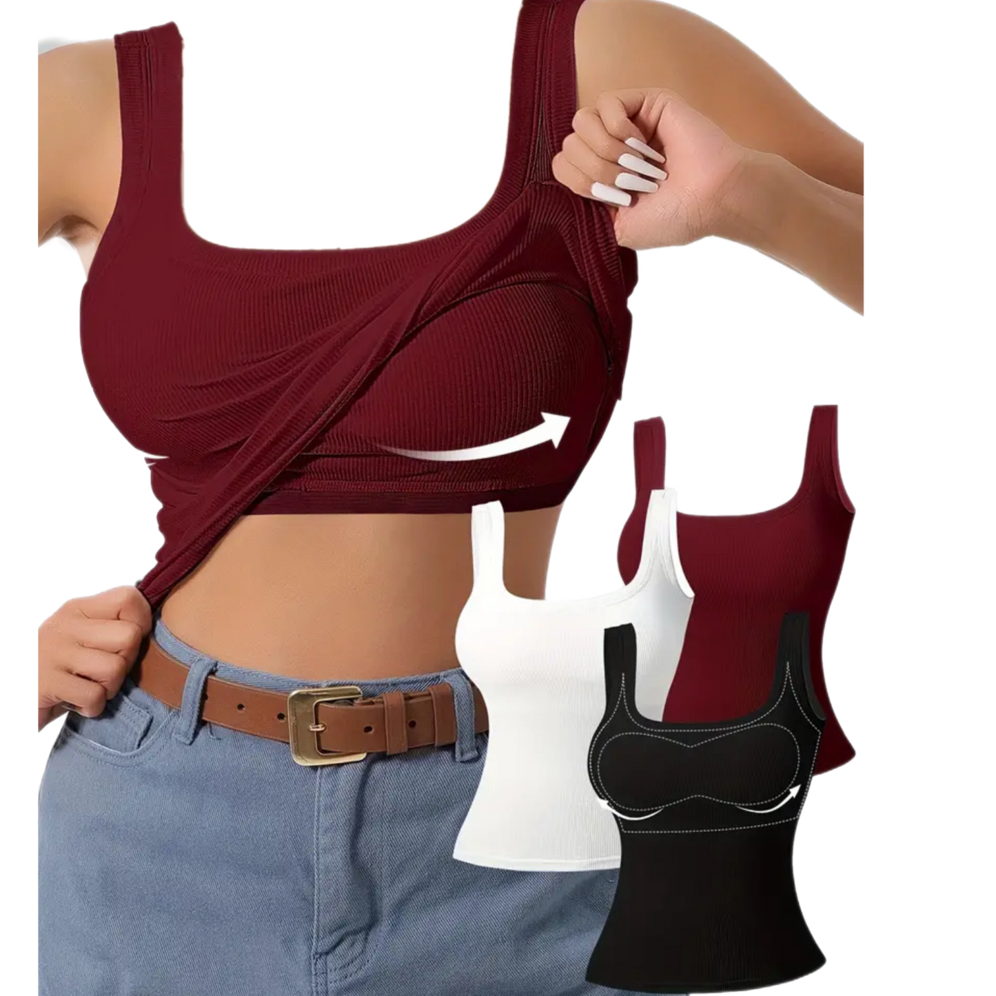 3 Pack Tanks with Built in Bra!