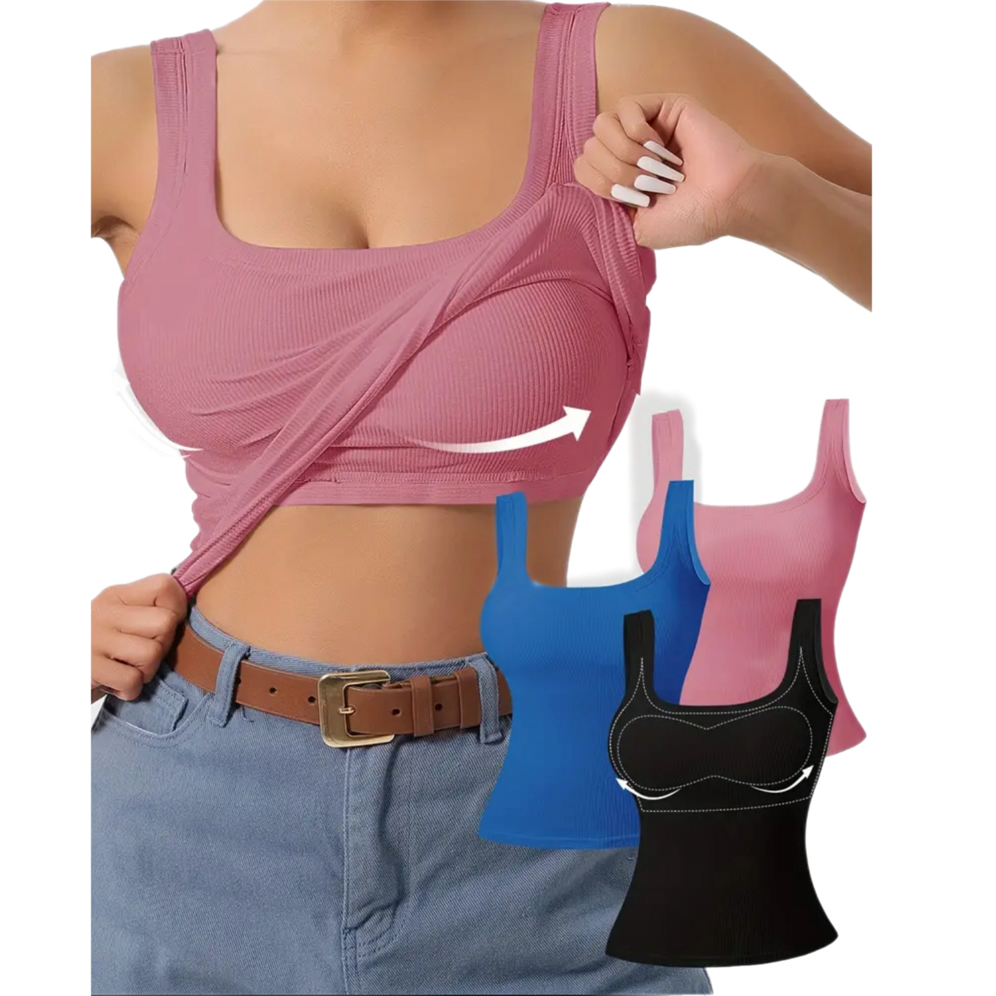 3 Pack Tanks with Built in Bra!