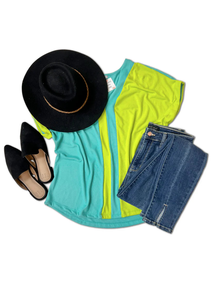 Neon-Centric Short Sleeve Top