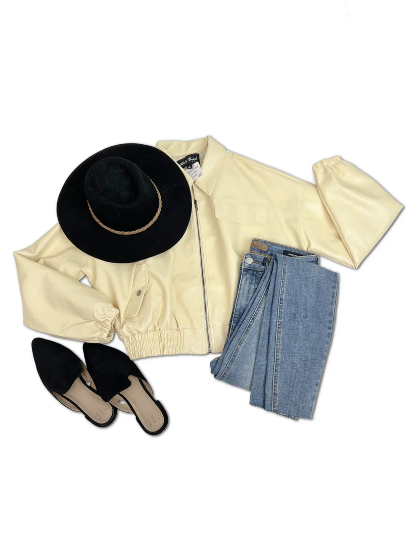 Little Ray of Sunshine Faux Leather Jacket