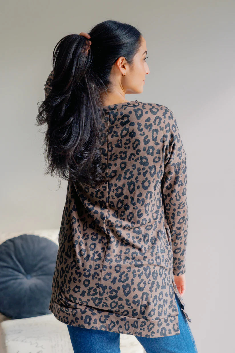 Leopard Lure V-Neck Tunic with Pockets