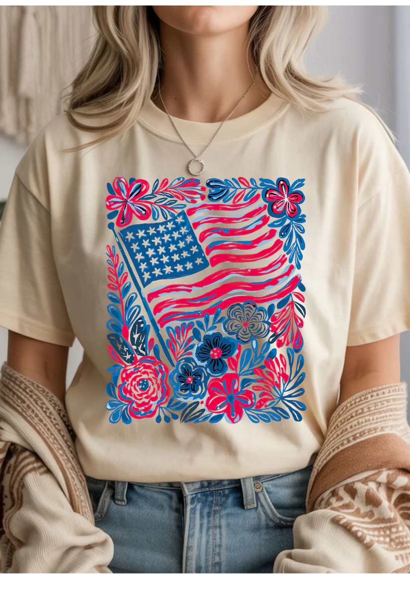 Boho American Flag Graphic Tee