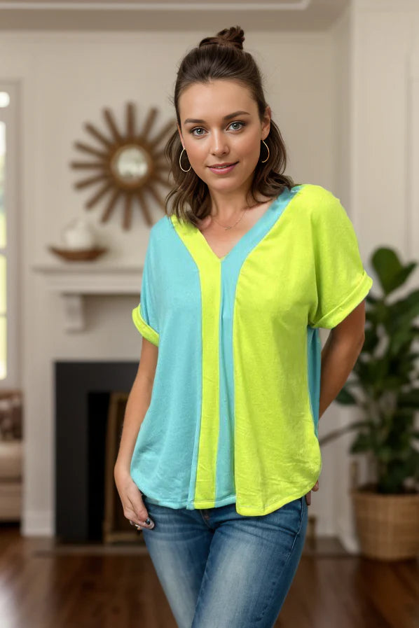 Neon-Centric Short Sleeve Top