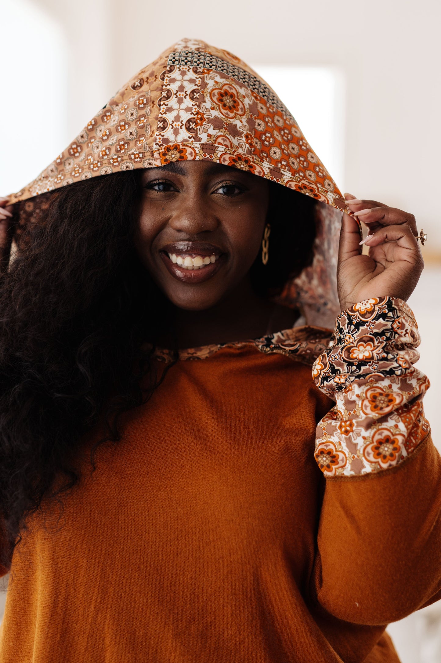 MON-YAY Surpirse! Sipping Iced Tea Mixed Print Hoodie
