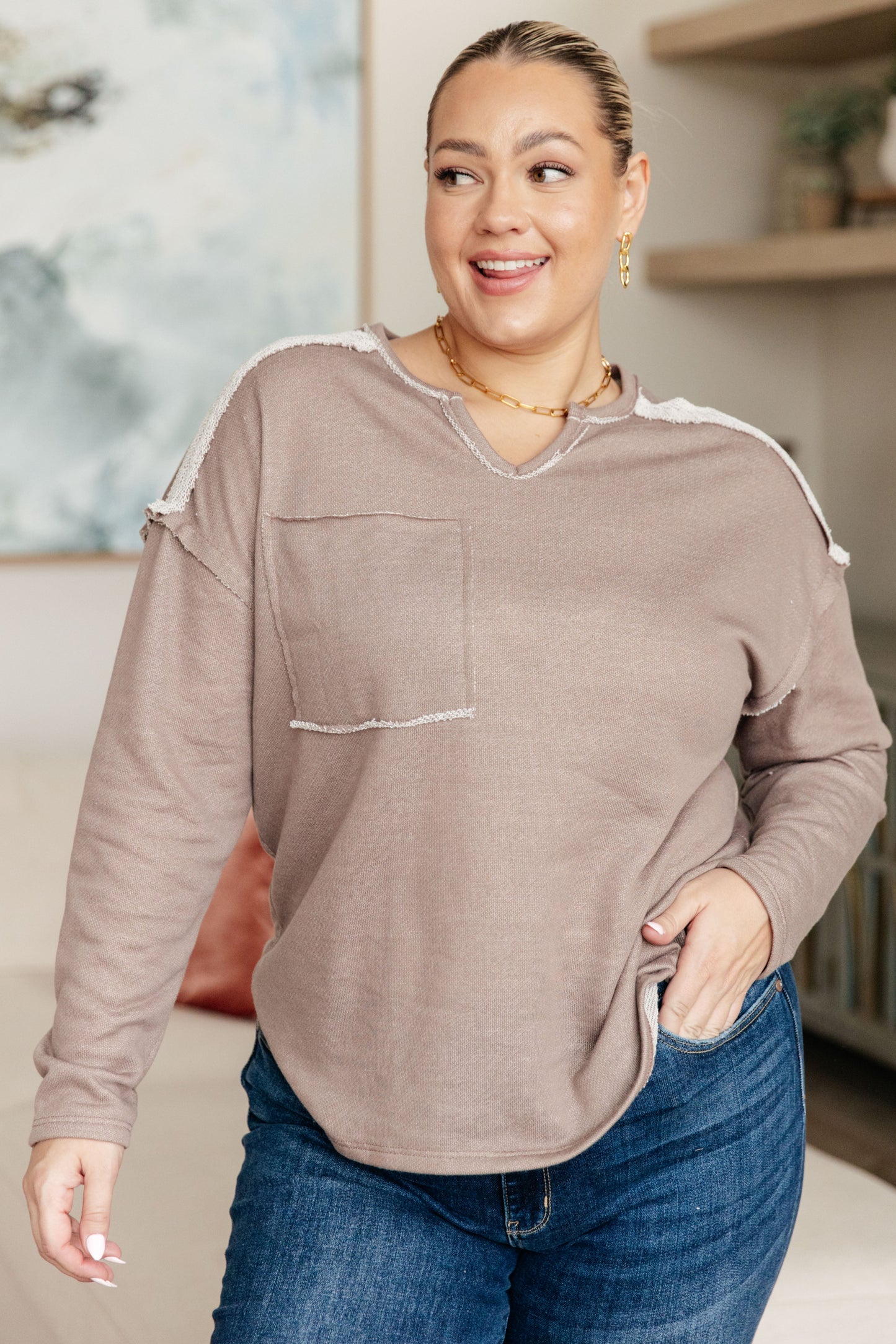 MON-YAY Surprise! Spring in My Step V-Neck Pullover