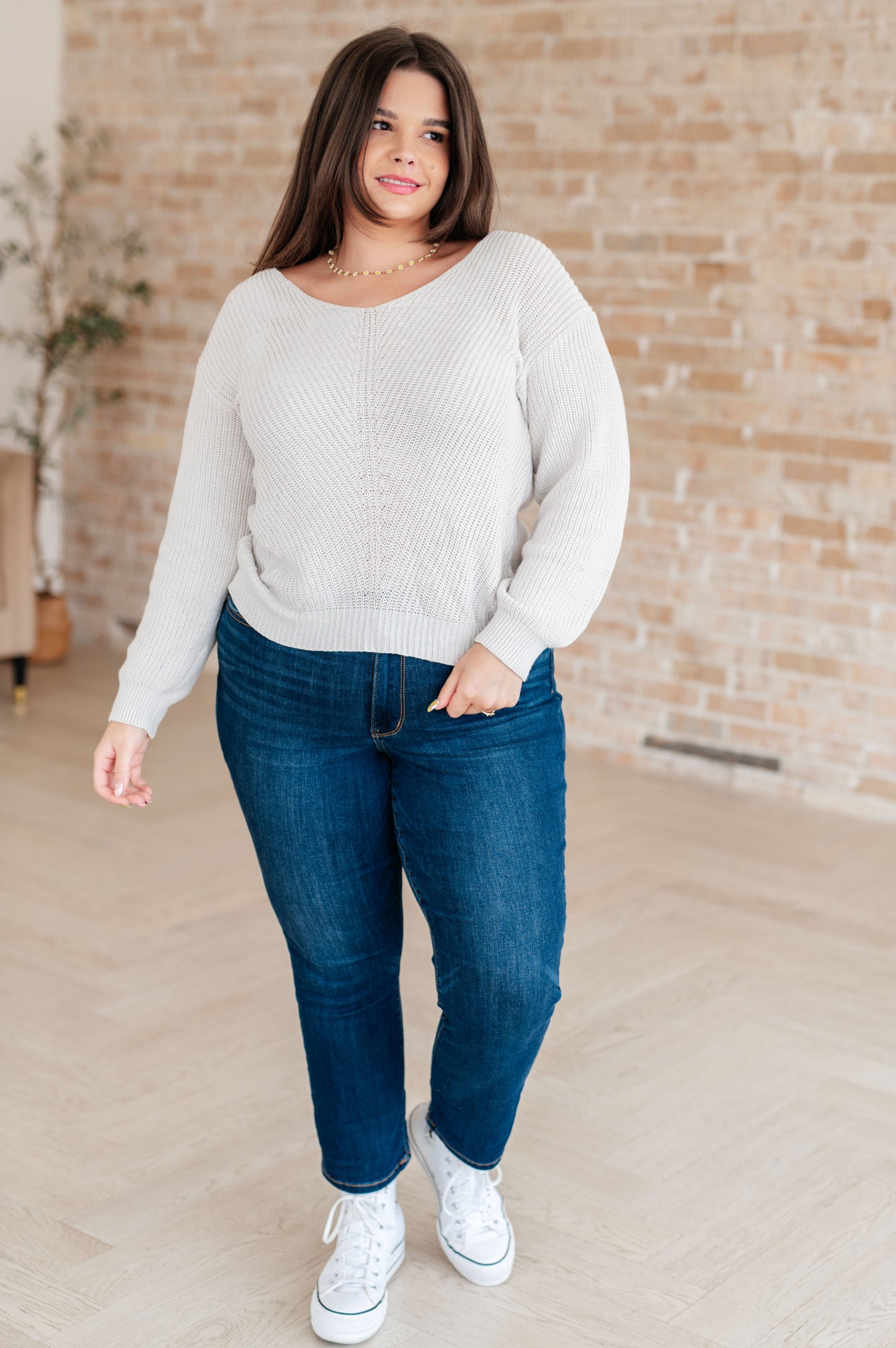 DOORBUSTER Told You So Ribbed Knit V Neck Sweater