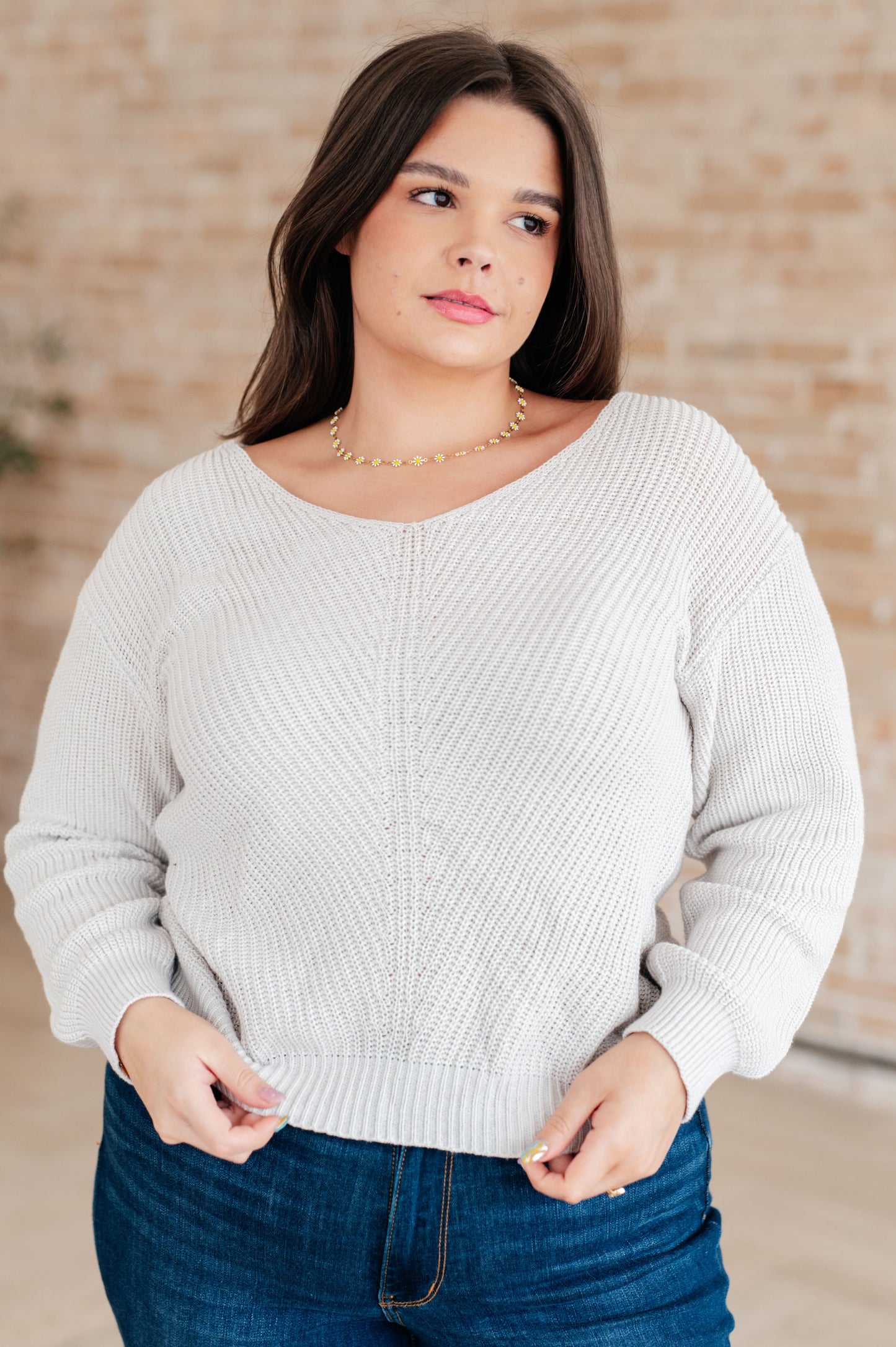 DOORBUSTER Told You So Ribbed Knit V Neck Sweater