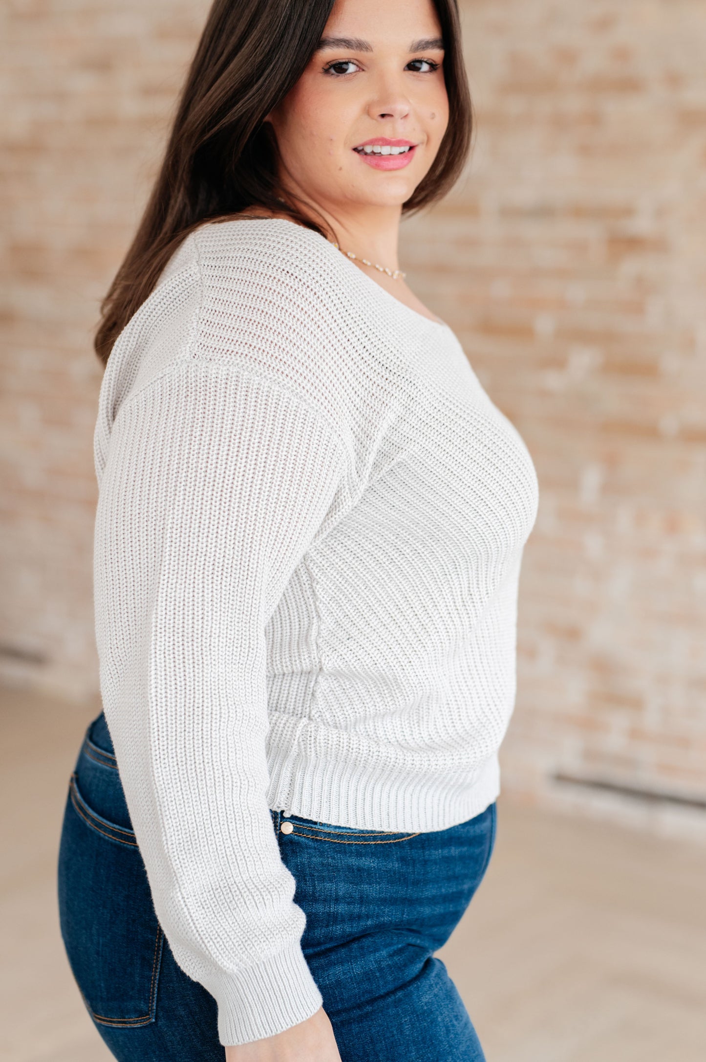 DOORBUSTER Told You So Ribbed Knit V Neck Sweater