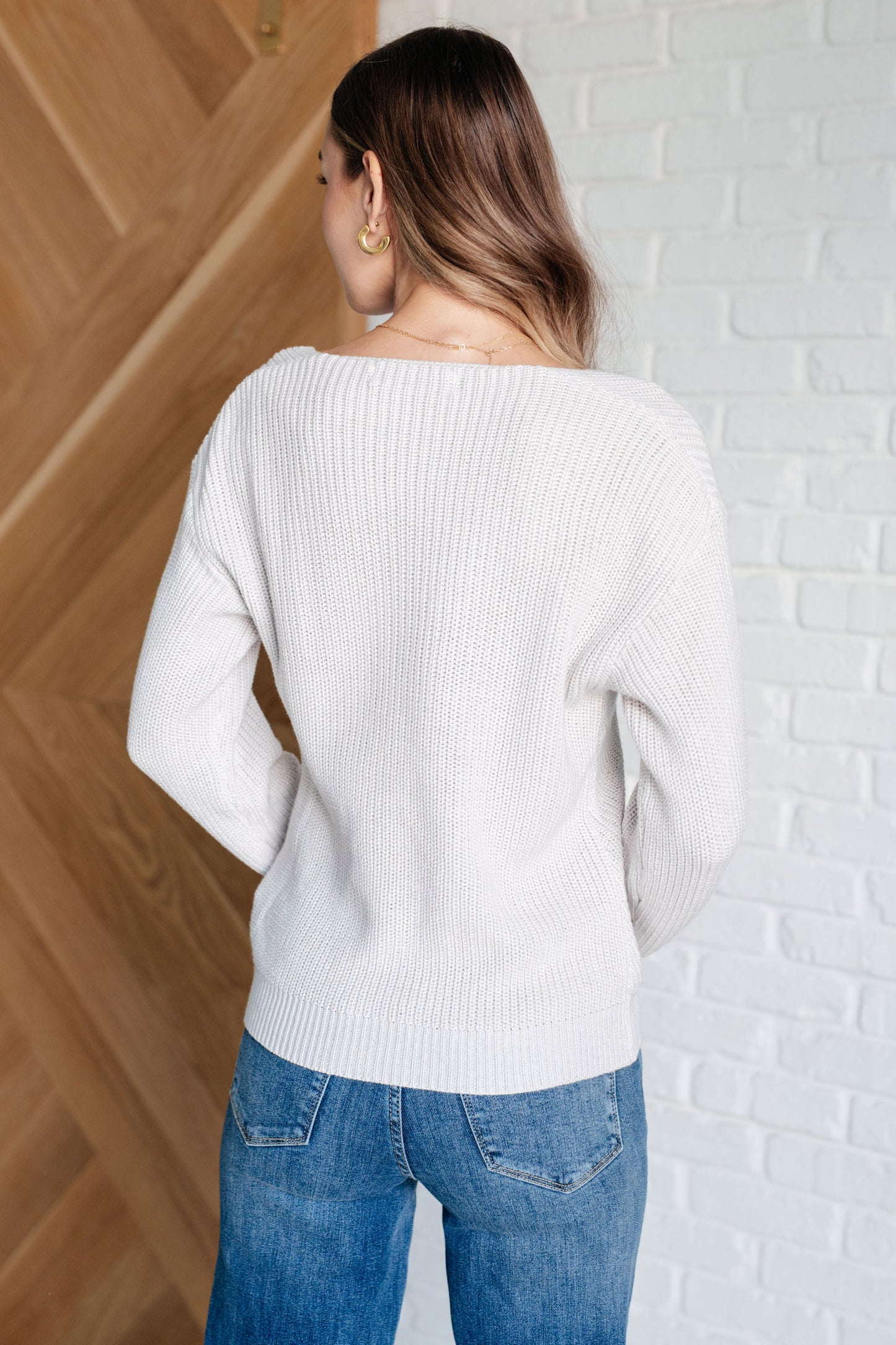 DOORBUSTER Told You So Ribbed Knit V Neck Sweater