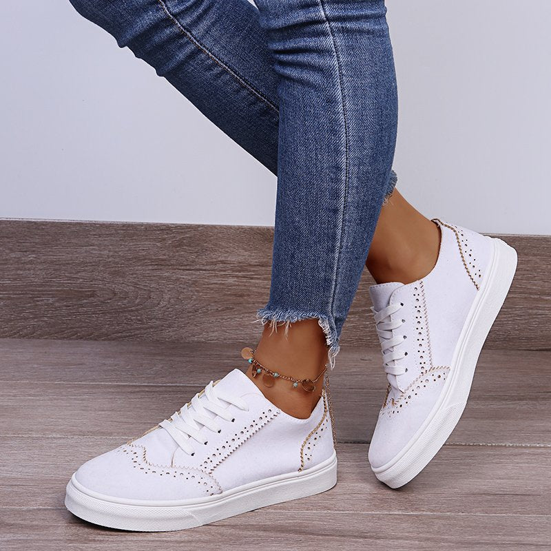 Lace-Up Suedette Flat Sneakers - 4 Colors