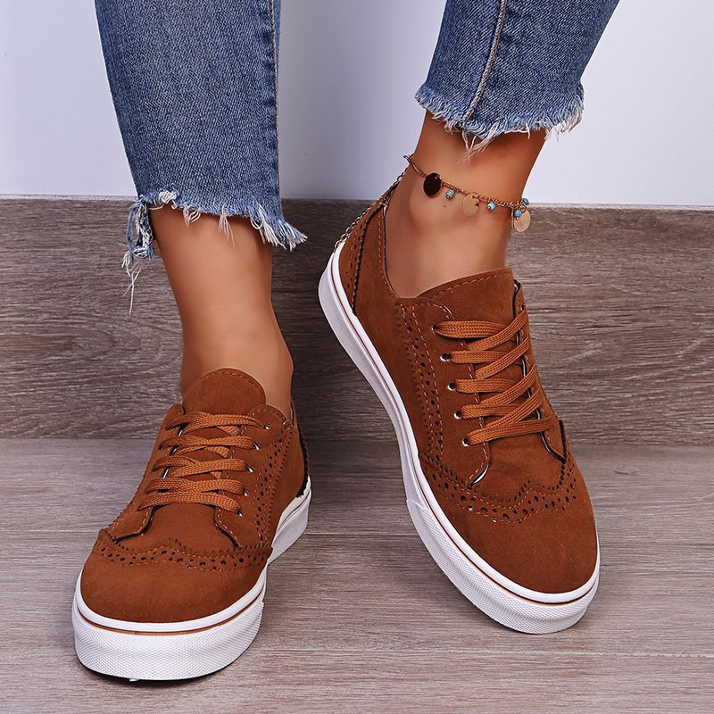 Lace-Up Suedette Flat Sneakers - 4 Colors