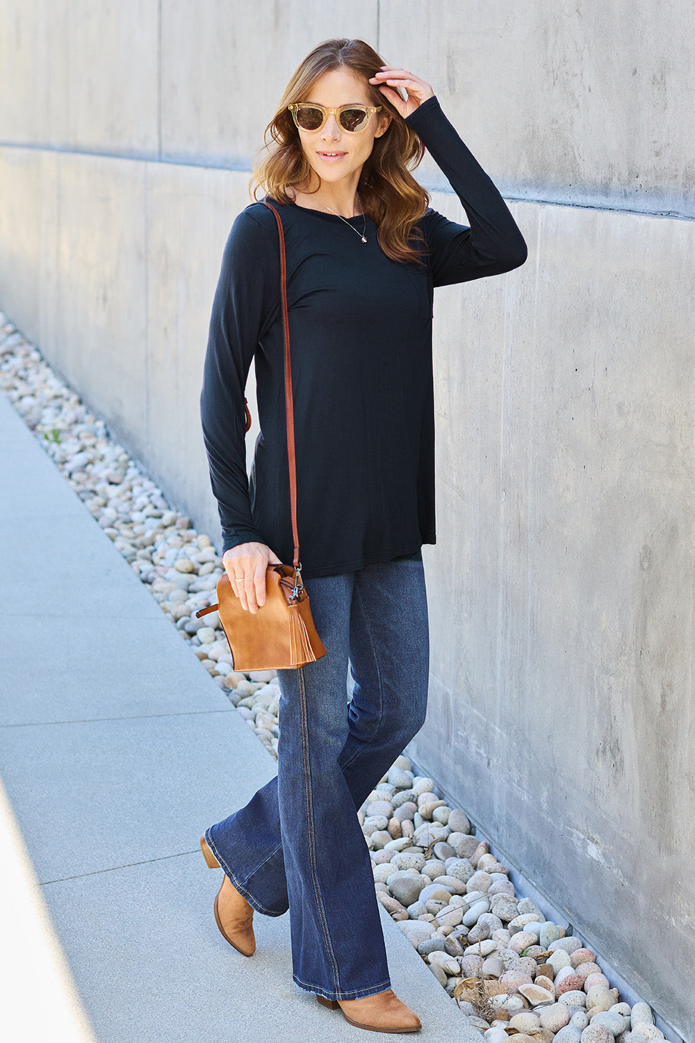 New Year DOORBUSTER Basic Bae Full Size Round Neck Long Sleeve Top