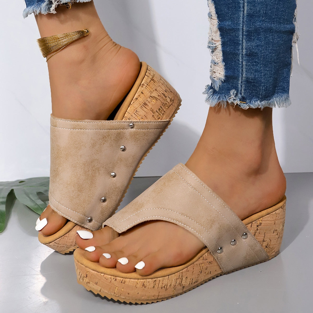 PU Leather Wedge Sandals - 3 Colors