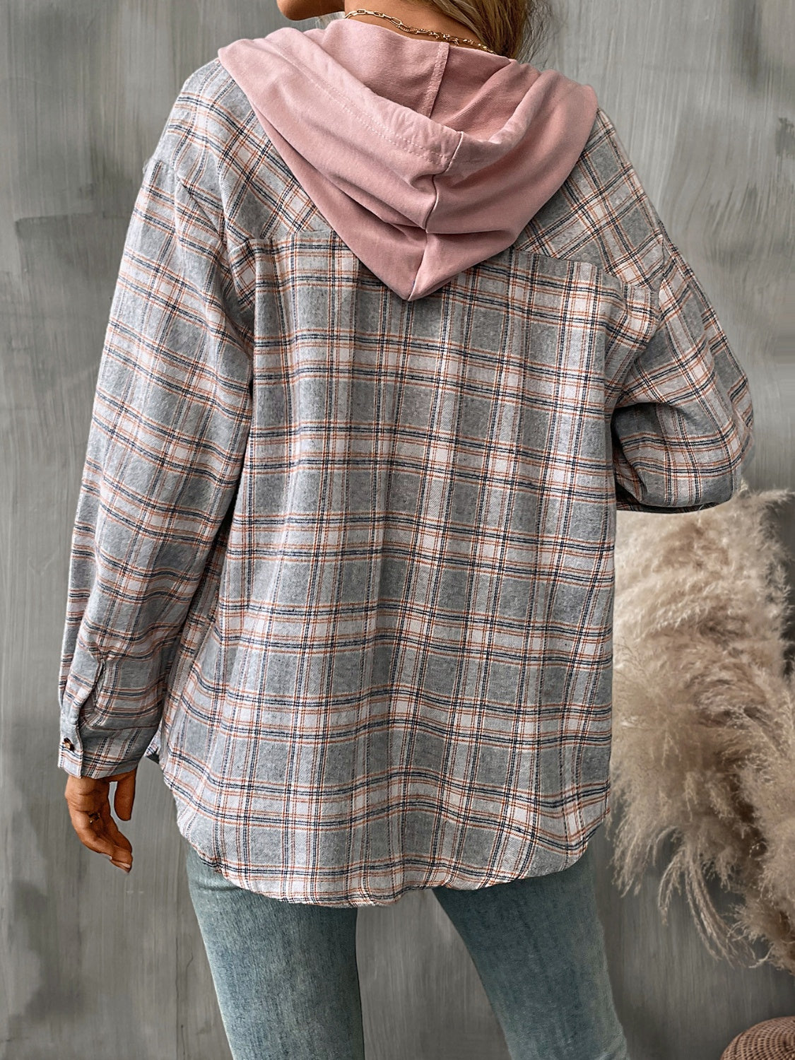 Plaid Long Sleeve Hooded Jacket - 5 Colors!