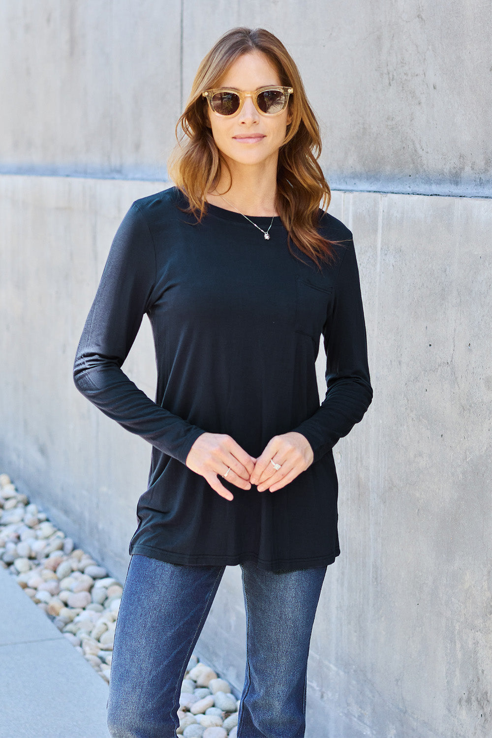 New Year DOORBUSTER Basic Bae Full Size Round Neck Long Sleeve Top