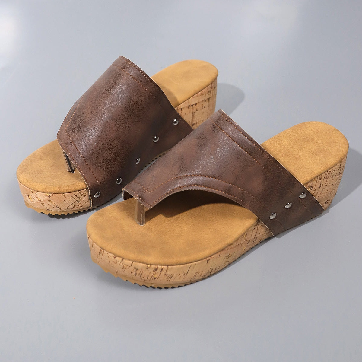 PU Leather Wedge Sandals - 3 Colors