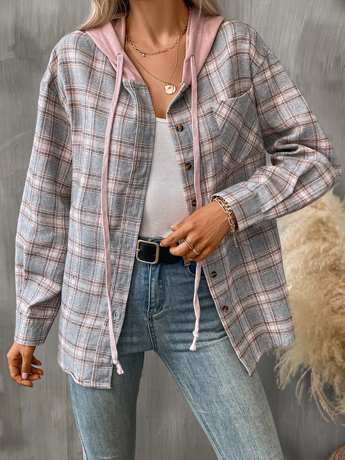 Plaid Long Sleeve Hooded Jacket - 5 Colors!