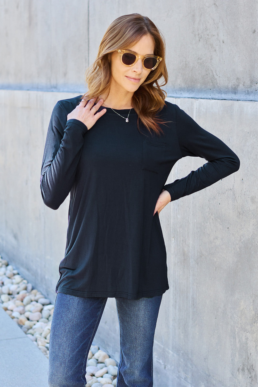 New Year DOORBUSTER Basic Bae Full Size Round Neck Long Sleeve Top