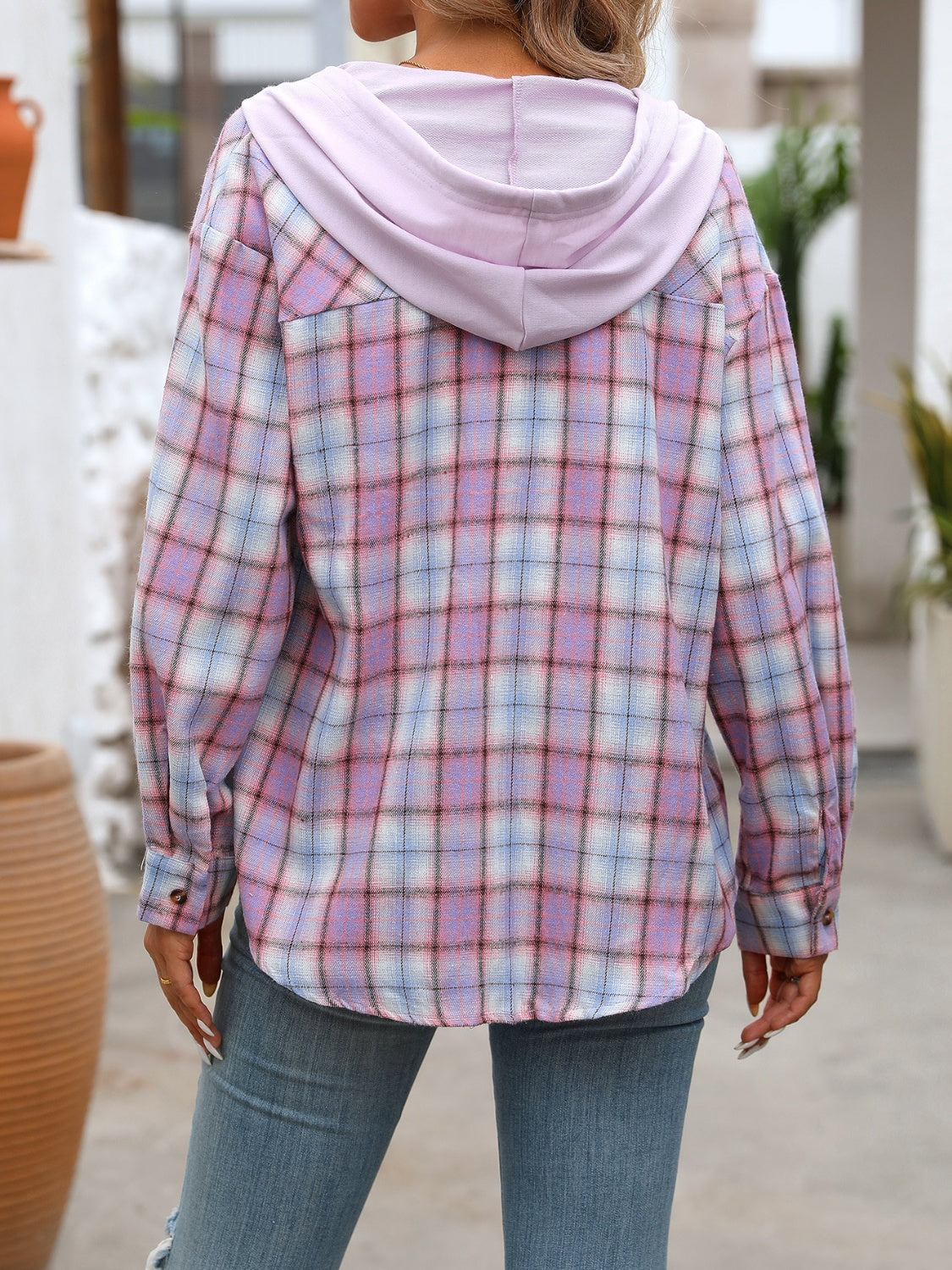 Plaid Long Sleeve Hooded Jacket - 5 Colors!