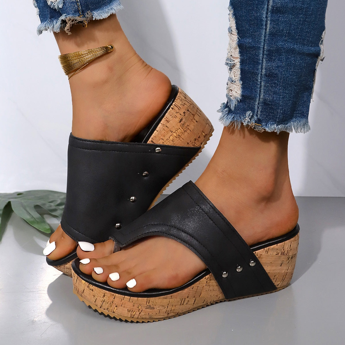 PU Leather Wedge Sandals - 3 Colors