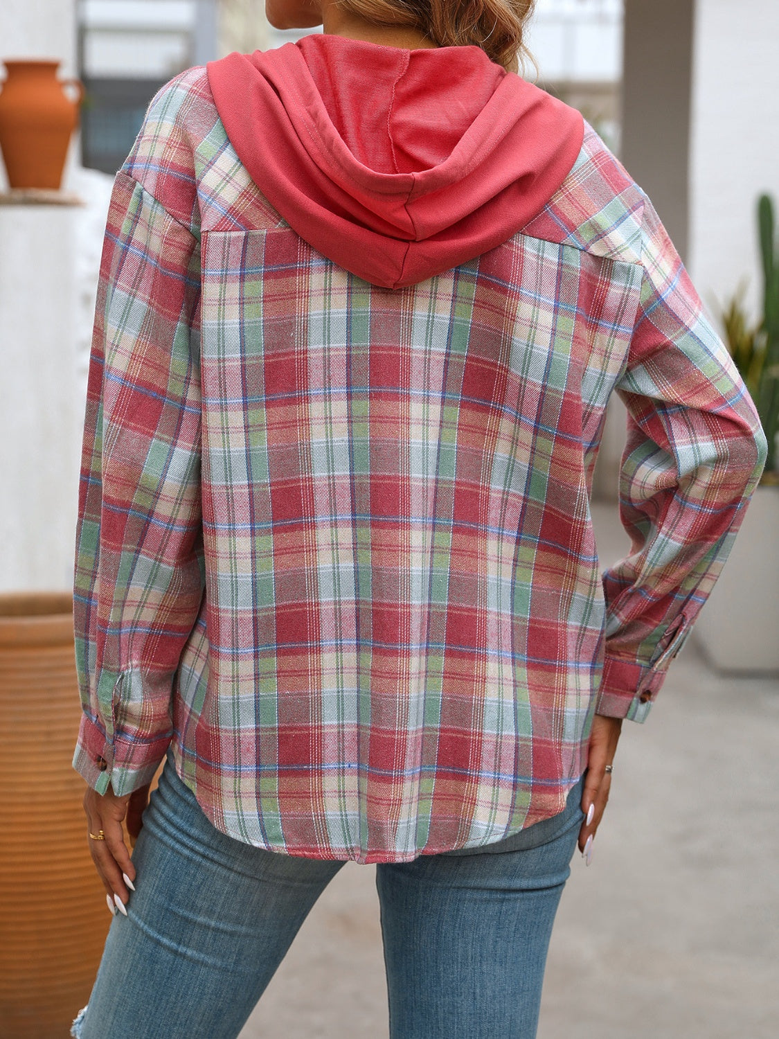 Plaid Long Sleeve Hooded Jacket - 5 Colors!