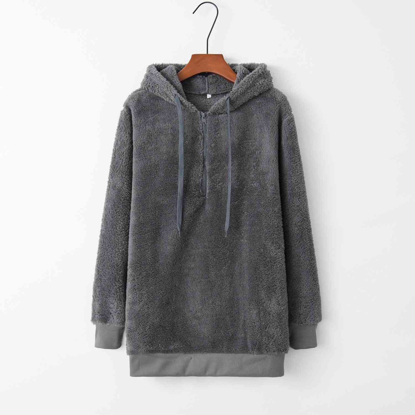 New Year DOORBUSTER Quarter-Zip Drawstring Teddy Hoodie