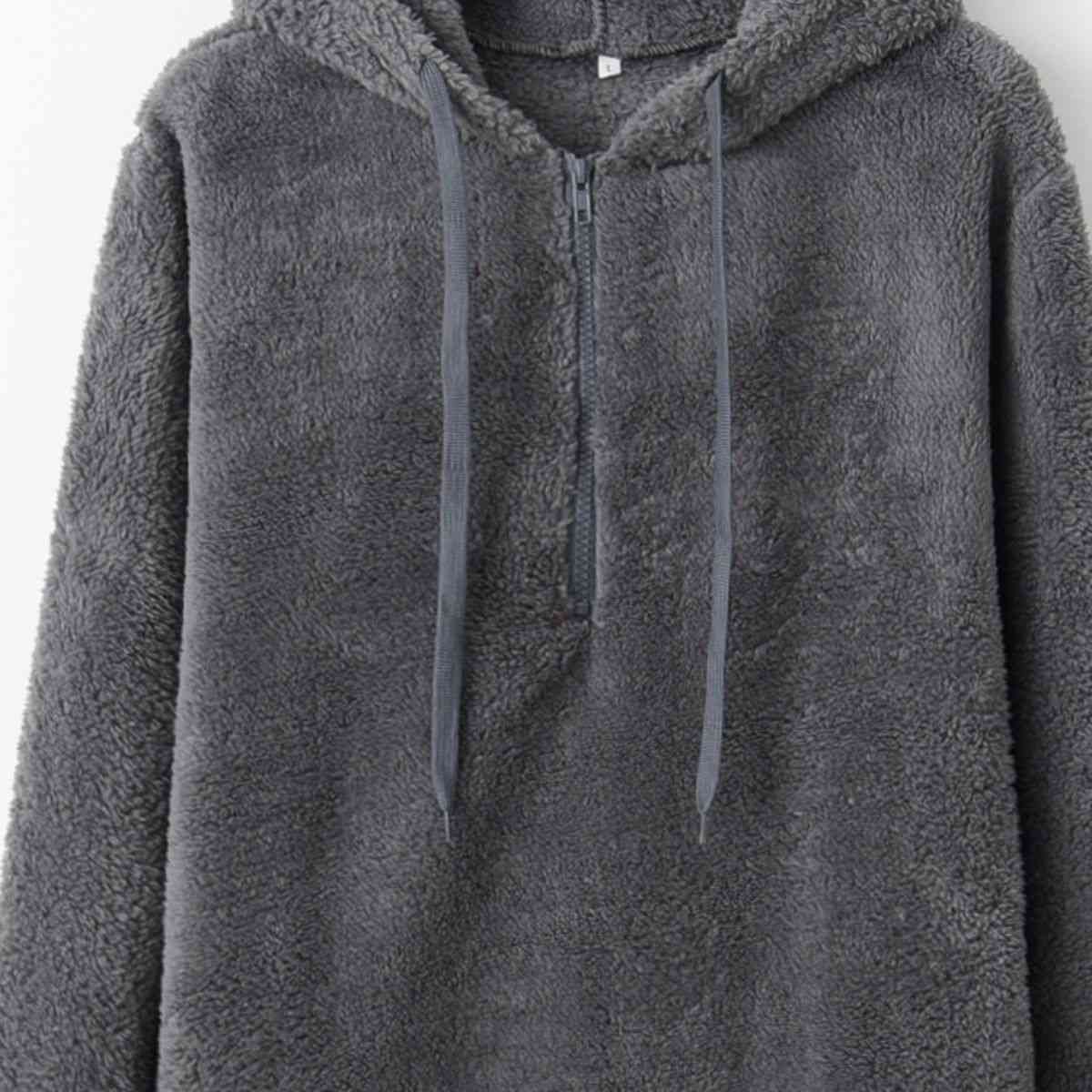 New Year DOORBUSTER Quarter-Zip Drawstring Teddy Hoodie