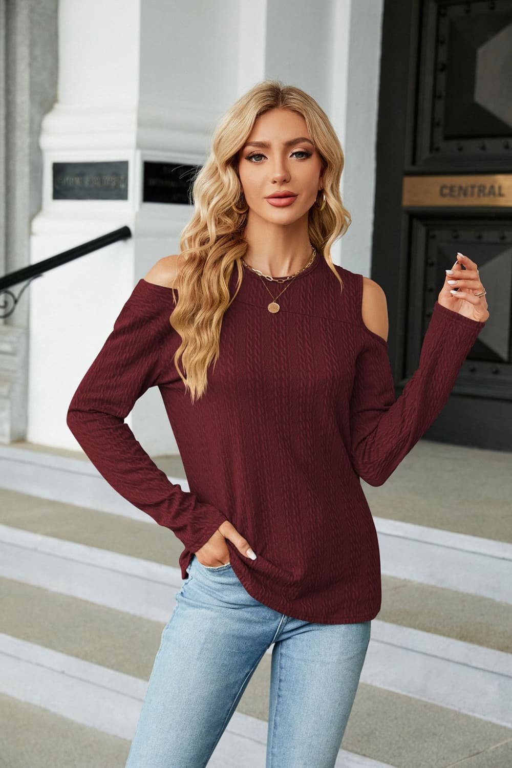 7 colors! Dropped Shoulder Long Sleeve Blouse
