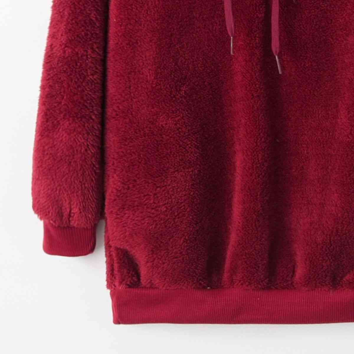 New Year DOORBUSTER Quarter-Zip Drawstring Teddy Hoodie