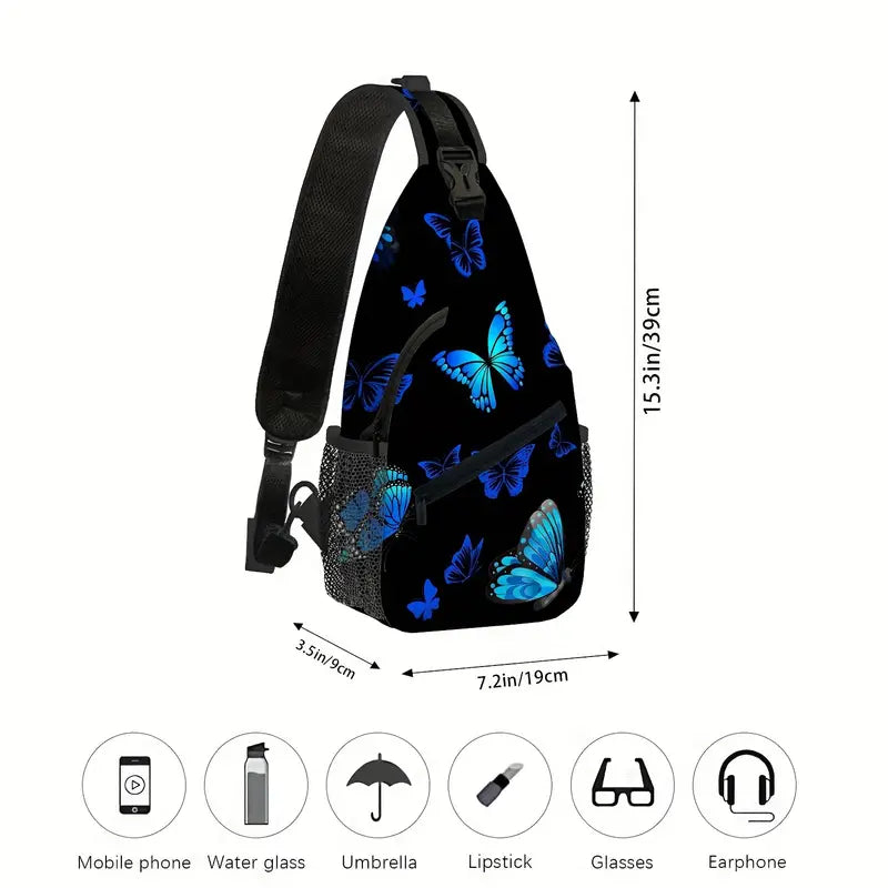 Blue Butterfly Sling Bag