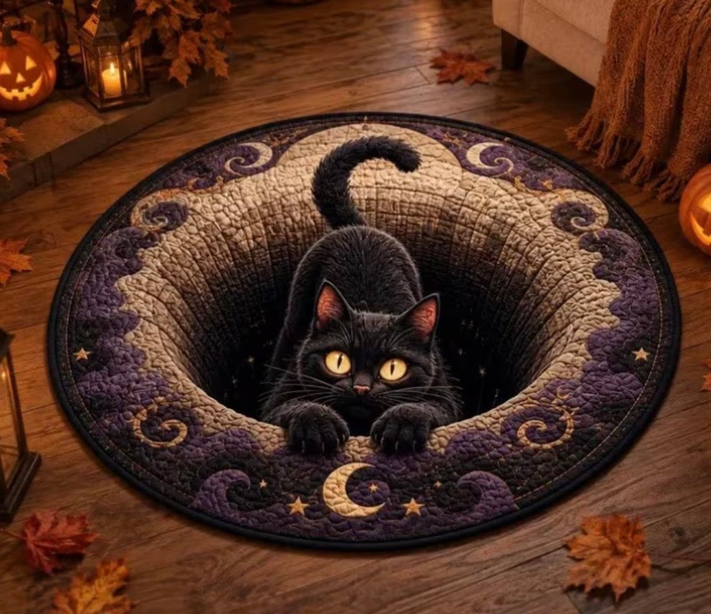 Preorder 3D Effect Falling Black Cat Bath/Bedroom/Kitchen Rug