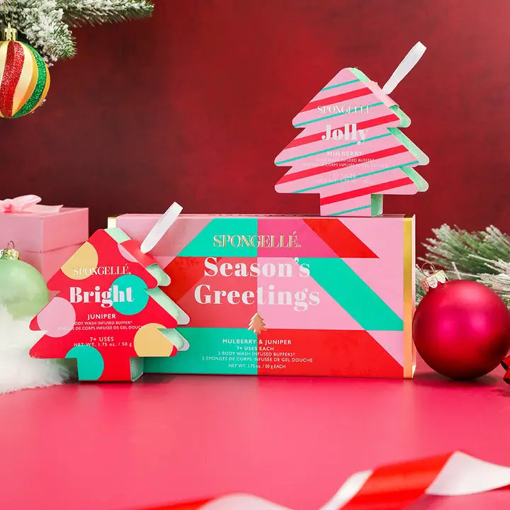 Season's Greetings Holiday Tree Spongelle Gift Set PREORDER