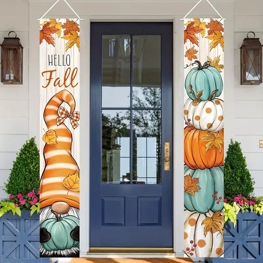 Hello Fall Pumpkin Gnome Door Banners