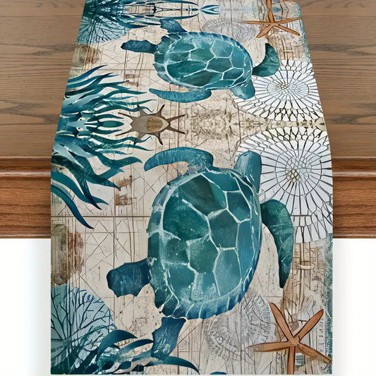 Swimming Turtles Table Runner