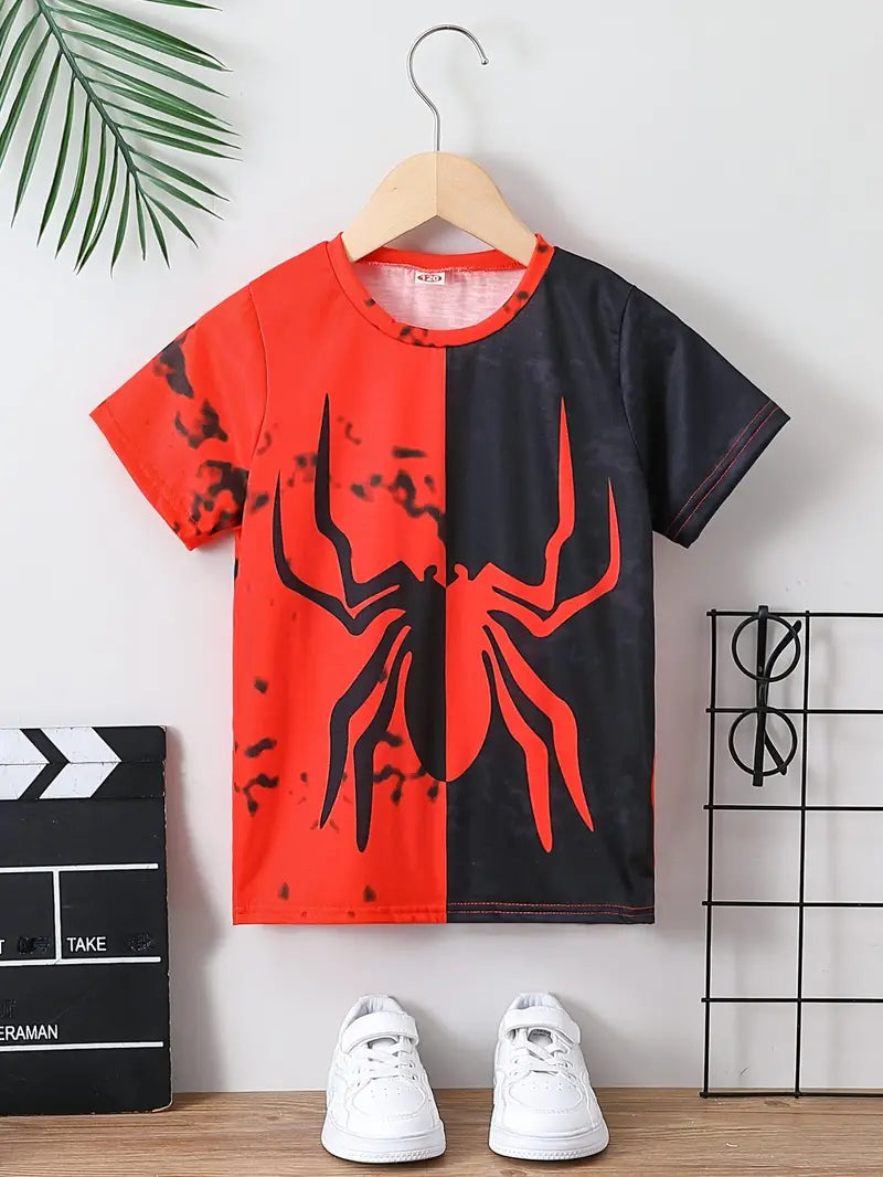 Black & Red Split Spider Kids Top