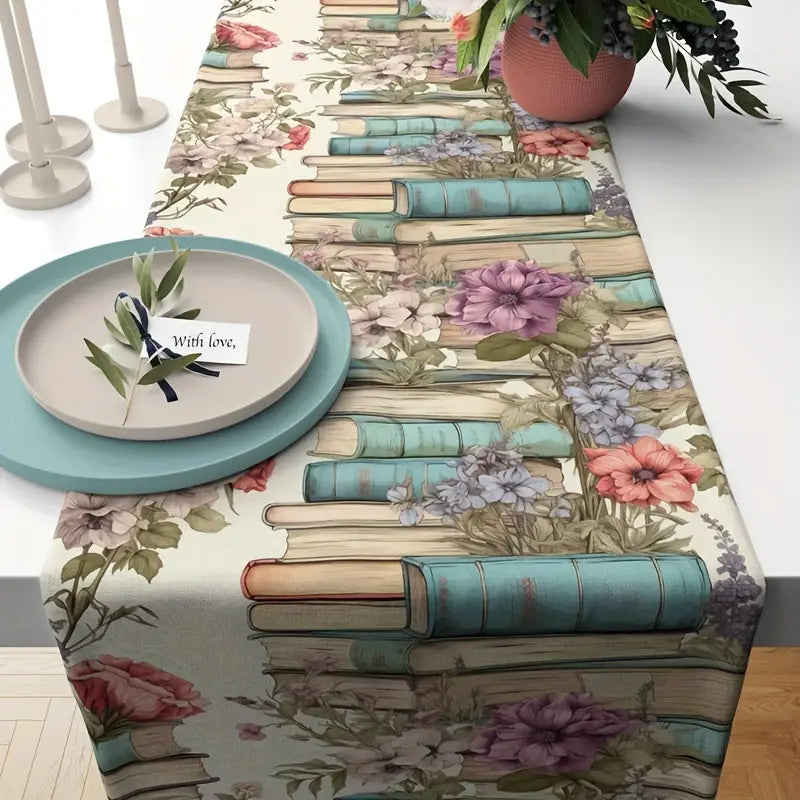 Floral Books Table Runner