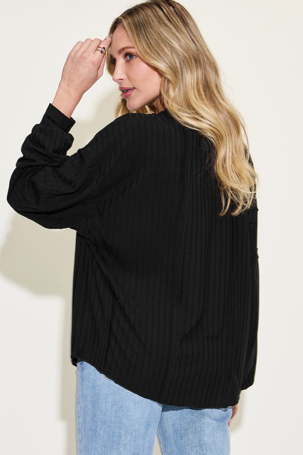 8 Colors! Basic Bae Full Size Ribbed Round Neck Long Sleeve T-Shirt