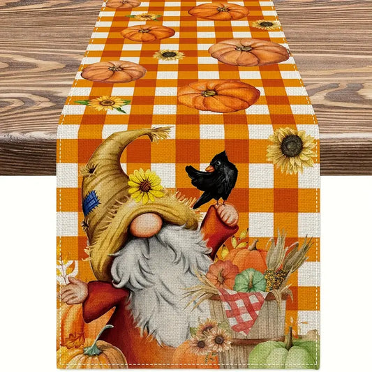 Plaid Fall Gnome Table Runner