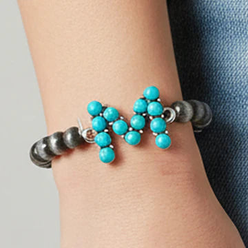 DOORBUSTER Squash Blossom Initial Bracelet - Turquoise & Silver