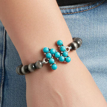 DOORBUSTER Squash Blossom Initial Bracelet - Turquoise & Silver