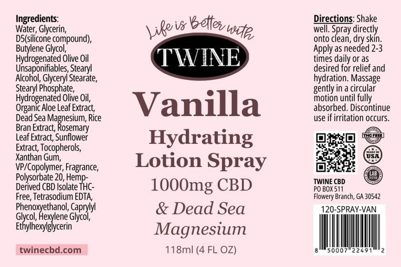 1000mg Topical Body Spray with Magnesium 120ml Vanilla