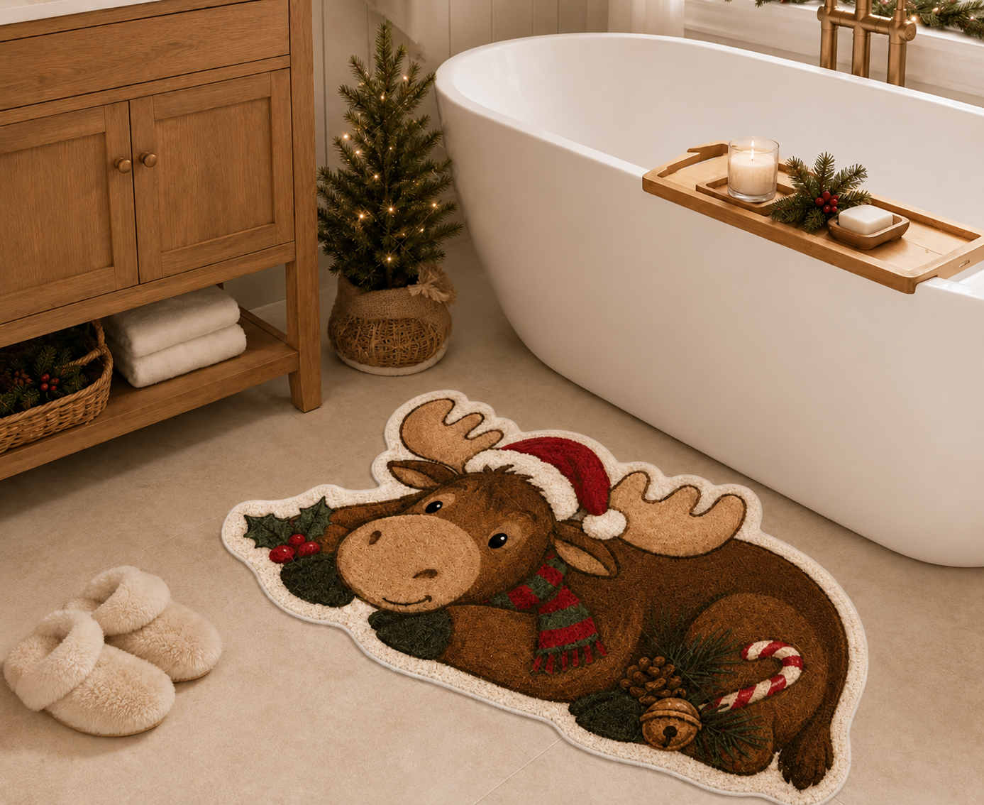 Preorder Christmas Moose Shaped Bath/Bedroom/Kitchen Rug