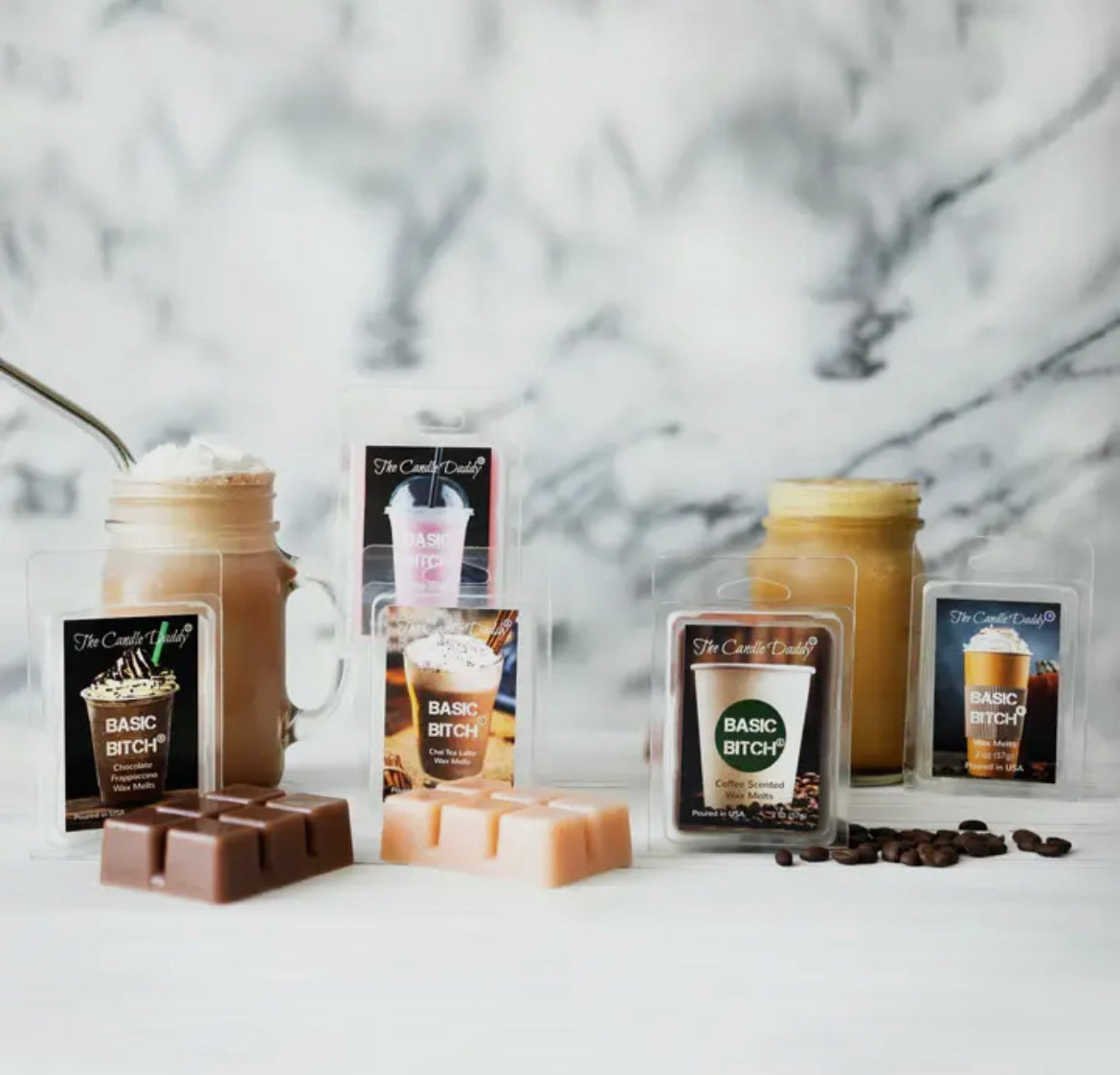 Basic Bitch Wax Melt Pack - Set of 5 Assorted Coffee Themed Funny Wax Melts