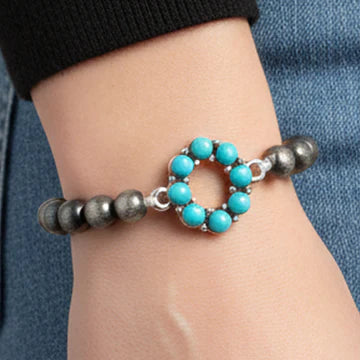 DOORBUSTER Squash Blossom Initial Bracelet - Turquoise & Silver